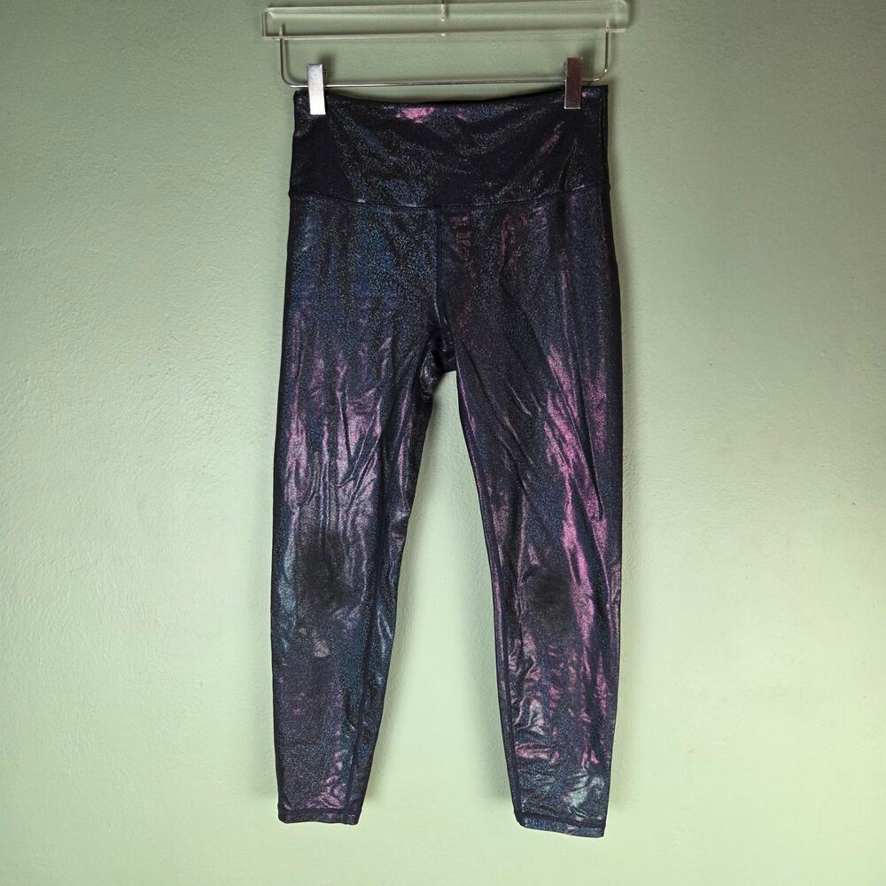 Zyia Active Womens 6-8 Holographic Sparkle Twilight Luxe Activewear Leggings 7/8